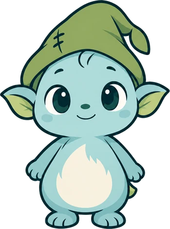Sprout, the team lead mascot, in a green hat
